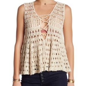 Free People Macrame VNeck Sweater Tank
